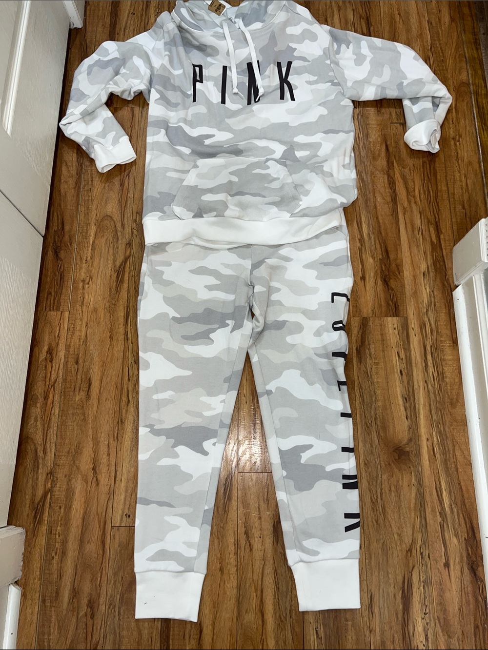 PINK Victoria's Secret Gray & White Camo Hoodie and Joggers